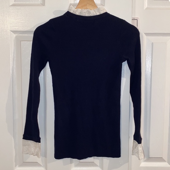 Navy Rosemary Eyelet Knit Top - Picture 7 of 13